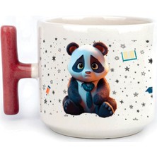 Mor Mürekkep Sad Üzgün Panda - Meslek: Öğretmen Kırmızı Kulplu T Meslek Hediyesi Bardak Kupa Fincan Mug