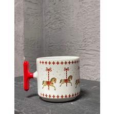 Mor Mürekkep Tam Tur Atlı Karınca Cam Kulplu T Yılbaşı Hediyesi Bardak Kupa Fincan Mug