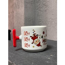 Mor Mürekkep Ters Noel Baba Kırmızı Kulplu T Yılbaşı Hediyesi Bardak Kupa Fincan Mug