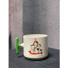 Mor Mürekkep Merry Catmas Kedi Ağacı Yıldızlı Cam Kulplu T Yılbaşı Hediyesi Bardak Kupa Fincan Mug