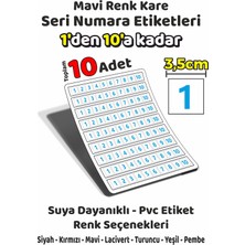 Sb Store 1'den 10'a Kadar Kare Seri Numara Etiketleri - 3,5cm - Mavi Renk - Toplam 10 Adet