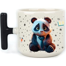 Mor Mürekkep Sad Üzgün Panda - Meslek: Öğretmen Siyah Kulplu T Meslek Hediyesi Bardak Kupa Fincan Mug