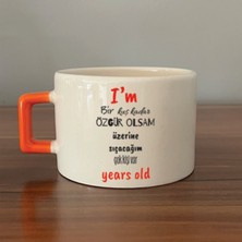 Mor Mürekkep I`m Bir Kuş Kadar Özgür Olsam Turuncu Kulplu Kare Motivasyon Hediyesi Bardak Kupa Fincan Mug