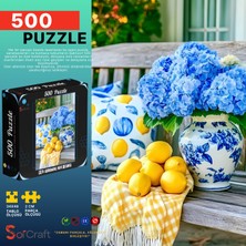 Soi Craft 500 Parça Puzzle Çiçek Aranjmanı, Mavi Ortanca ve Limon #257
