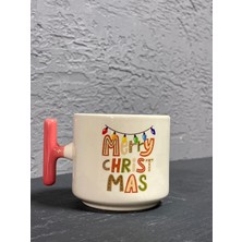 Mor Mürekkep Merry Christmas Süslü Pembe Kulplu T Yılbaşı Hediyesi Bardak Kupa Fincan Mug