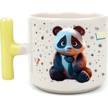 Mor Mürekkep Sad Üzgün Panda - Meslek: Öğretmen Sarı Kulplu T Meslek Hediyesi Bardak Kupa Fincan Mug