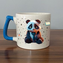 Mor Mürekkep Sad Üzgün Panda - Meslek: Öğretmen Mavi Kulplu Prime Meslek Hediyesi Bardak Kupa Fincan Mug