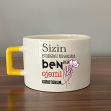 Mor Mürekkep Sizin Estirdiğiniz Rüzgar Ile Sarı Kulplu Kare Laf Sokma Hediyesi Bardak Kupa Fincan Mug