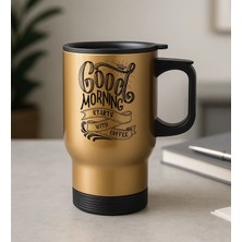 Bk Gift Coffee Tasarımlı Kulplu Gold Çelik Bardak Termos Mug 450ML-6, Sevgiliye Hediye, Arkadaşa Hediye, Eşe Hediye