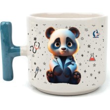 Mor Mürekkep Sad Üzgün Panda - Meslek: Doktor Mavi Kulplu T Meslek Hediyesi Bardak Kupa Fincan Mug