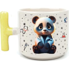 Mor Mürekkep Sad Üzgün Panda - Meslek: Doktor Sarı Kulplu T Meslek Hediyesi Bardak Kupa Fincan Mug
