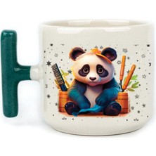 Mor Mürekkep Sad Üzgün Panda - Meslek: Kuaför Yeşil Kulplu T Meslek Hediyesi Bardak Kupa Fincan Mug