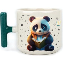 Mor Mürekkep Sad Üzgün Panda - Meslek: Öğrenci Yeşil Kulplu T Meslek Hediyesi Bardak Kupa Fincan Mug