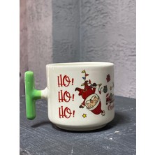 Mor Mürekkep Ters Noel Baba Yeşil Kulplu T Yılbaşı Hediyesi Bardak Kupa Fincan Mug