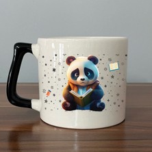 Mor Mürekkep Sad Üzgün Panda - Meslek: Öğrenci Siyah Kulplu Prime Meslek Hediyesi Bardak Kupa Fincan Mug