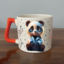 Mor Mürekkep Sad Üzgün Panda - Meslek: Doktor Turuncu Kulplu Prime Meslek Hediyesi Bardak Kupa Fincan Mug