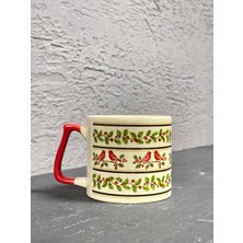 Mor Mürekkep Kokina Çiçeği Kırmızı Kulplu Prime Yılbaşı Hediyesi Bardak Kupa Fincan Mug