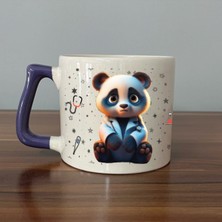 Mor Mürekkep Sad Üzgün Panda - Meslek: Doktor Mor Kulplu Prime Meslek Hediyesi Bardak Kupa Fincan Mug