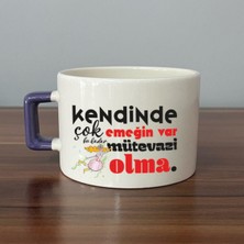 Mor Mürekkep Kendinde Çok Emeğin Var Mor Kulplu Kare Motivasyon Hediyesi Bardak Kupa Fincan Mug