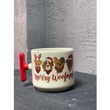 Mor Mürekkep Merry Woofmass 4 Lü Köpekkırmızı Kulplu T Yılbaşı Hediyesi Bardak Kupa Fincan Mug