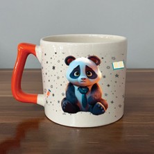 Mor Mürekkep Sad Üzgün Panda - Meslek: Öğretmen Turuncu Kulplu Prime Meslek Hediyesi Bardak Kupa Fincan Mug