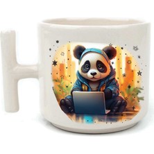 Mor Mürekkep Sad Üzgün Panda - Meslek: Yazılımcı Beyaz Kulplu T Meslek Hediyesi Bardak Kupa Fincan Mug