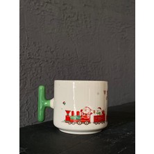 Mor Mürekkep Noel Baba Treniyeşil Kulplu T Yılbaşı Hediyesi Bardak Kupa Fincan Mug