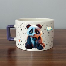 Mor Mürekkep Sad Üzgün Panda - Meslek: Öğretmen Mor Kulplu Kare Meslek Hediyesi Bardak Kupa Fincan Mug