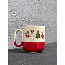 Mor Mürekkep Dörtlü Kaz Kırmızı Kulplu Arya Yılbaşı Hediyesi Bardak Kupa Fincan Mug