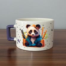Mor Mürekkep Sad Üzgün Panda - Meslek: Kuaför Mor Kulplu Kare Meslek Hediyesi Bardak Kupa Fincan Mug