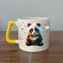 Mor Mürekkep Sad Üzgün Panda - Meslek: Öğrenci Sarı Kulplu Prime Meslek Hediyesi Bardak Kupa Fincan Mug