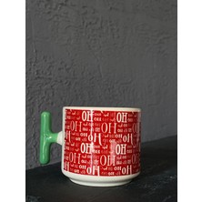 Mor Mürekkep Kırmızı Ho-Ho-Ho Cam Kulplu T Yılbaşı Hediyesi Bardak Kupa Fincan Mug