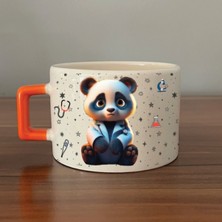 Mor Mürekkep Sad Üzgün Panda - Meslek: Doktor Turuncu Kulplu Kare Meslek Hediyesi Bardak Kupa Fincan Mug
