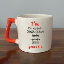 Mor Mürekkep I`m Bir Kuş Kadar Özgür Olsam Turuncu Kulplu Prime Motivasyon Hediyesi Bardak Kupa Fincan Mug