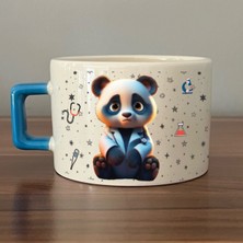 Mor Mürekkep Sad Üzgün Panda - Meslek: Doktor Mavi Kulplu Kare Meslek Hediyesi Bardak Kupa Fincan Mug