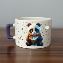 Mor Mürekkep Sad Üzgün Panda - Meslek: Öğrenci Mor Kulplu Kare Meslek Hediyesi Bardak Kupa Fincan Mug