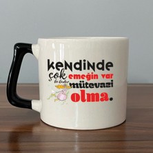 Mor Mürekkep Kendinde Çok Emeğin Var Siyah Kulplu Prime Motivasyon Hediyesi Bardak Kupa Fincan Mug