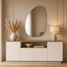 Voguemaxima Home Aura 4 Kapaklı Raflı Konsol 180X44,5X75 cm Beyaz Atlantik Çam