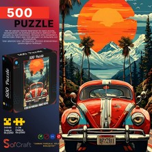 Soi Craft 500 Parça Puzzle Retro Tarz Dağ Manzaralı Kırmızı Vosvos #265