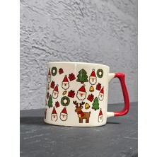 Mor Mürekkep Noel Baba - Çam Ağacı - Geyik Kırmızı Kulplu Prime Yılbaşı Hediyesi Bardak Kupa Fincan Mug