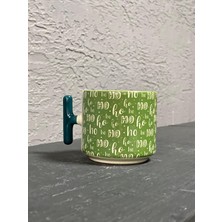 Mor Mürekkep Yeşil Ho-Ho-Ho Yeşil Kulplu T Yılbaşı Hediyesi Bardak Kupa Fincan Mug