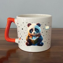 Mor Mürekkep Sad Üzgün Panda - Meslek: Öğrenci Turuncu Kulplu Prime Meslek Hediyesi Bardak Kupa Fincan Mug