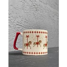 Mor Mürekkep Tam Tur Atlı Karınca Beyaz Kulplu Prime Yılbaşı Hediyesi Bardak Kupa Fincan Mug
