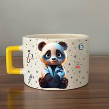 Mor Mürekkep Sad Üzgün Panda - Meslek: Doktor Sarı Kulplu Kare Meslek Hediyesi Bardak Kupa Fincan Mug