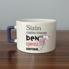Mor Mürekkep Sizin Estirdiğiniz Rüzgar Ile Mor Kulplu Kare Laf Sokma Hediyesi Bardak Kupa Fincan Mug
