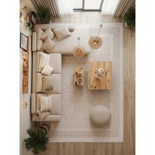 Days In Colours Deluxe DE005 Krem Gri Uzun Ömürlü Yumuşak Dokulu Oturma Odası Mutfak Koridor Yatak Odası Salon Halısı Yolluk Halı