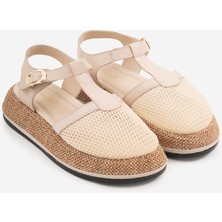 Shoemark Marzo  Bej Hakiki Deri &file Kadın Sandalet