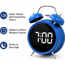 CoverZone Çift Çanlı Dijital Alarm Saati – 70DB Yüksek Sesli, LED Ekranlı, Sıcaklık ve Tarih Gösterimli, Sessiz Çalışma, Gece Işıklı, Sesle Kontrol, Retro & Modern Tasarım | HL-8891A
