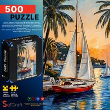 Soi Craft 500 Parça Puzzle Yelkenli Tekne ve Palmiyeler Deniz Manzarası #272