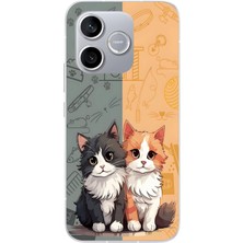 Le Balvo Honor 600 Lite Uyumlu Sarı ve Siyah Kedi Baskılı Silikon Kılıf